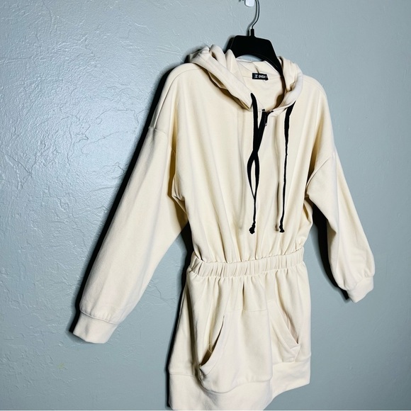 Sheilay Hooded Half Zip Soft Sweatshirt Dress - Picture 2 of 5